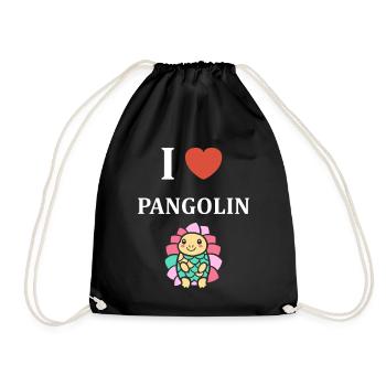 I Love Pangolin TShirt Colorful - Drawstring Bag - black - Front