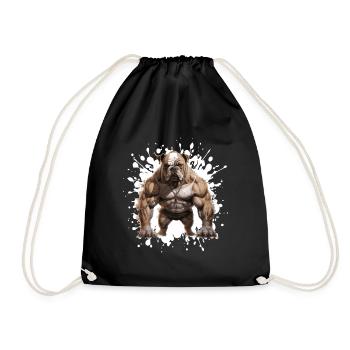 Bulldog Dog Muscles Bodybuilding - Drawstring Bag - black - Front