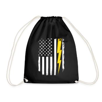 US-Flagge Flash Patriotischer Elektroingenieur - Turnbeutel - Schwarz - Vorne