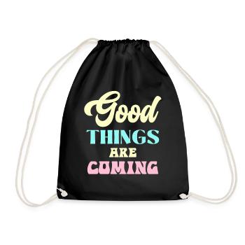 Good Things Are Coming Pastel Retro - Drawstring Bag - black - Front