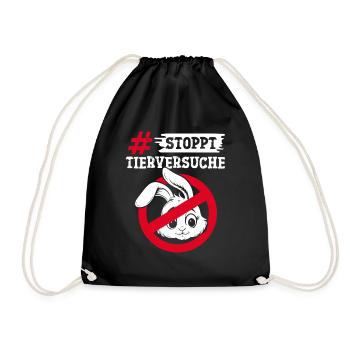 Animal protection STOP ANIMAL TESTING AGAINST TESTING - Drawstring Bag - black - Front