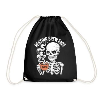 Repos Brew Face Skeleton Café Halloween - Sac de sport léger - noir - Devant