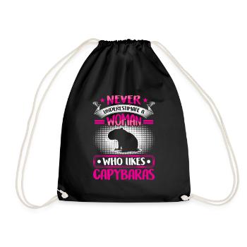 Capybara underestimate capybara - Drawstring Bag - black - Front
