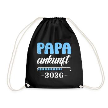 Werdender Vater PAPA ANKUNFT 2026 Lustig - Turnbeutel - Schwarz - Vorne