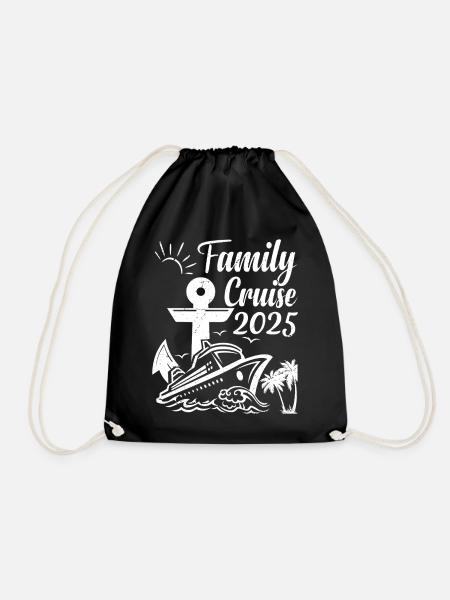 Family Cruise 2025 Summer Vacation Matching Family - Drawstring Bag - black