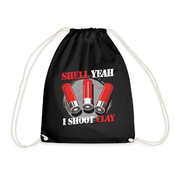 Clay Pigeon Shooting Shell yes I Shoot Clay - Drawstring Bag - black - Front