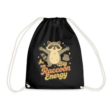 Big Raccoon Energy Humour rétro - Sac de sport léger - noir - Devant