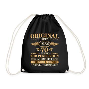 Original 1956 Jahrgang 70. Geburtstag Geschenk - Turnbeutel - Schwarz - Vorne