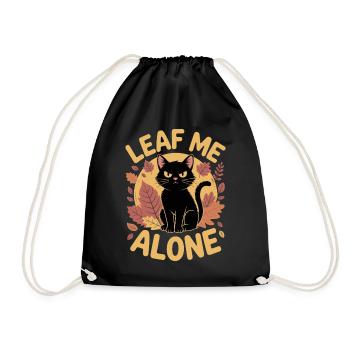 Cat Autumn Funny Leave Me Alone - Drawstring Bag - black - Front