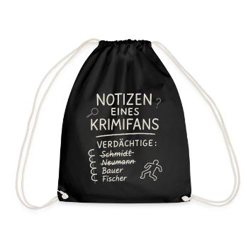 Notizen eines Krimifans – Lustiges True Crime Shir - Turnbeutel - Schwarz - Vorne