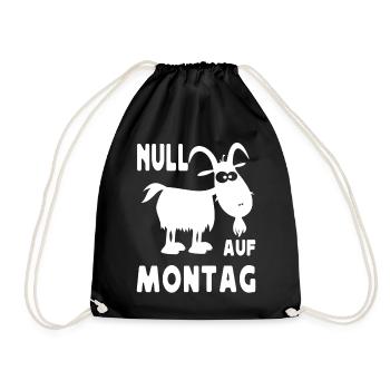 Null Bock Auf Montag Ziege Motiv - Turnbeutel - Schwarz - Vorne