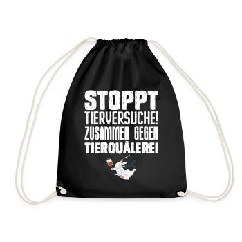 Animal protection STOP ANIMAL TESTING TOGETHER AGAINST - Drawstring Bag - black - Front