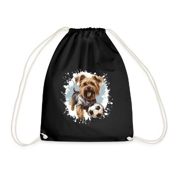Yorkshire Terrier Dog Football Sports - Drawstring Bag - black - Front