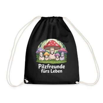 Mushroom Picking Mushrooms Picking Mushroom Hunters Forest - Drawstring Bag - black - Front