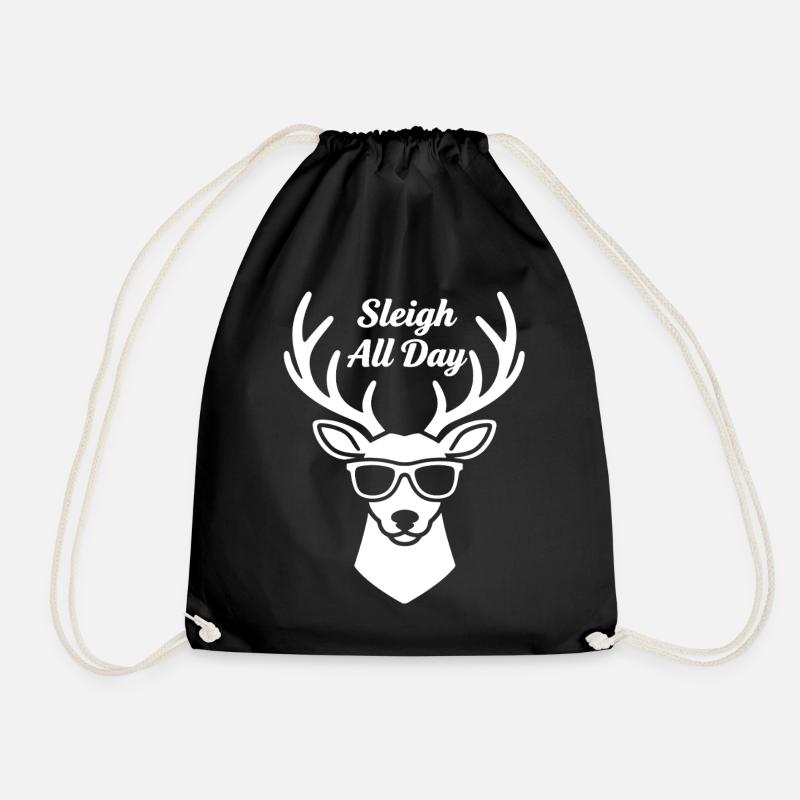 Sleigh All Day Deer Graphic - Turnbeutel - Schwarz