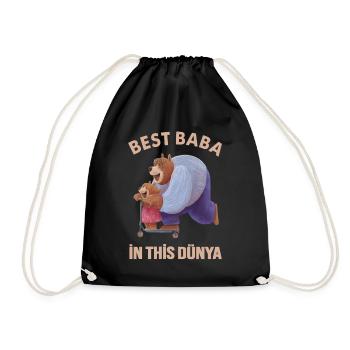 Best Baba - Türk Baba Vatertag Bär Design - Turnbeutel - Schwarz - Vorne