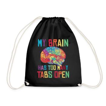 Brain: Too many tabs open - Drawstring Bag - black - Front