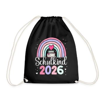 Schulkind 2026 Regenbogen - Turnbeutel - Schwarz - Vorne