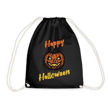 Grunge Pumpkin – Happy Halloween Shirt - Drawstring Bag - black - Front