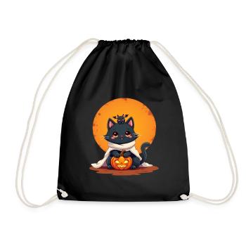 Halloween Cat with Halloween Pumpkin - Drawstring Bag - black - Front