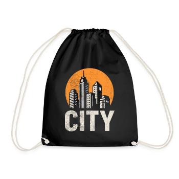 City Vibes – Urban Skyline Design - Drawstring Bag - black - Front