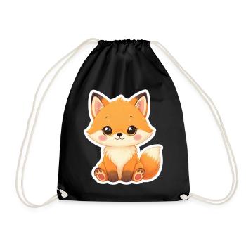 Kawaii Fox Cartoon for KidsWear - Drawstring Bag - black - Front