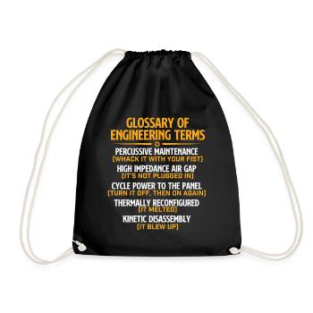 Glossary Of Engineering Terms Funny Mechanical - Drawstring Bag - black - Front