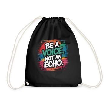 Be a Voice – Encouragement Saying in Retro Style - Drawstring Bag - black - Front