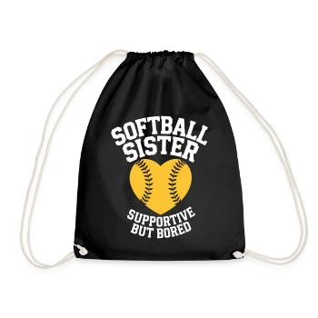 Softball Spruch Schwester Lustig Softball Geschenk - Turnbeutel - Schwarz - Vorne