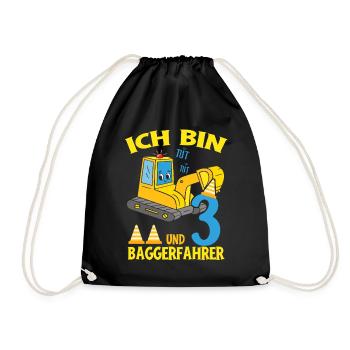 Excavatrice d’anniversaire 3 ans Excavatrice Cadeau de fête - Sac de sport léger - noir - Devant