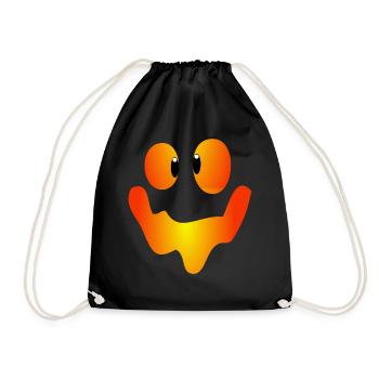 lustiges Kürbis Gesicht Halloween Shirt Outfit Top - Turnbeutel - Schwarz - Vorne