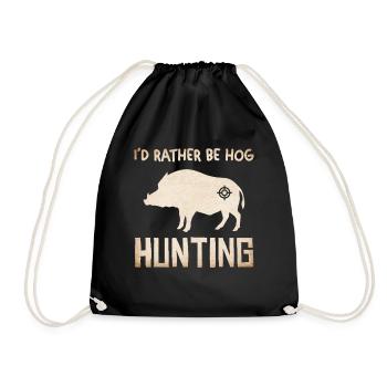 Wild Boar Hunting Silhouette - Drawstring Bag - black - Front