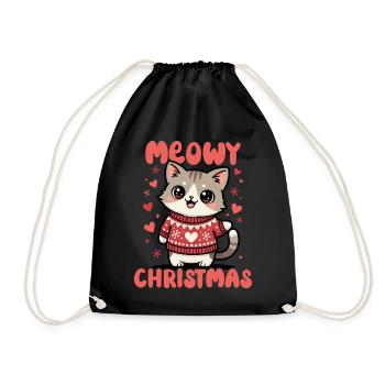 Meowy Christmas - Drawstring Bag - black - Front