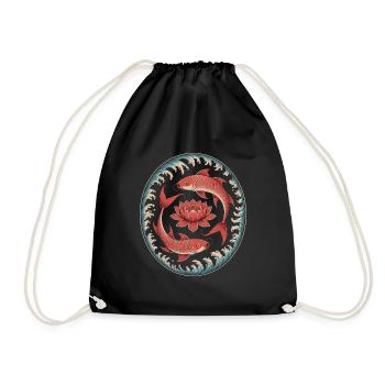 Les carpes koï et la fleur de lotus dans l’eau - Sac de sport léger - noir - Devant