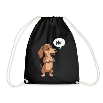 Dackel Cartoon Nö Lustiger Hund Spruch - Turnbeutel - Schwarz - Vorne