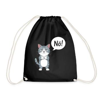 No! Funny Cat With Saying - Drawstring Bag - black - Front