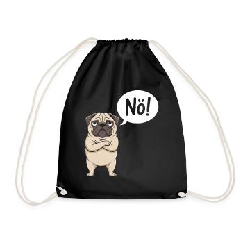 Mops Nö Lustiges Hunde Design - Turnbeutel - Schwarz - Vorne
