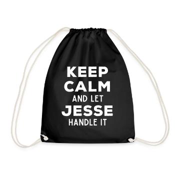 Keep Calm Let Jesse Fix It Funny Saying - Drawstring Bag - black - Front