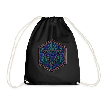 Mandala Kaleidoscope Triangle Pattern Psychedelic - Drawstring Bag - black - Front