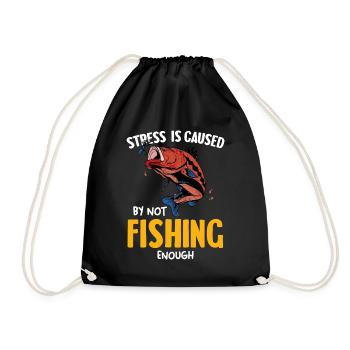 Stress due to too little fishing - Drawstring Bag - black - Front