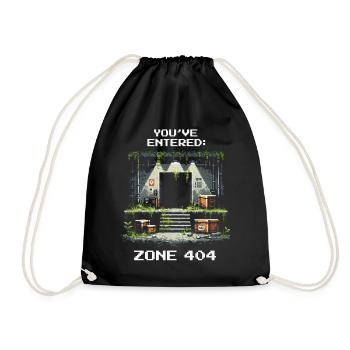 Zone 404 entdeckt | Ort nicht gefunden - Humor - Turnbeutel - Schwarz - Vorne