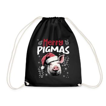 Merry Pigmas Motif de Noël Drôle de Cochon - Sac de sport léger - noir - Devant