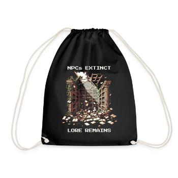 NPCs gone, lore stays | Post-apocalyptic - Drawstring Bag - black - Front