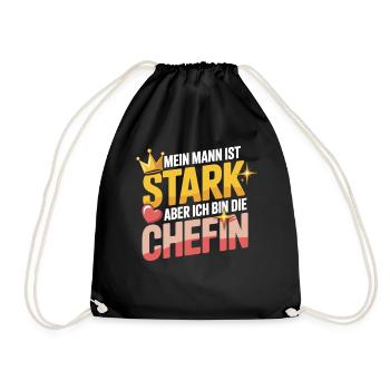 Mein Mann ist stark – aber ich bin die Chefin - Drawstring Bag - black - Front