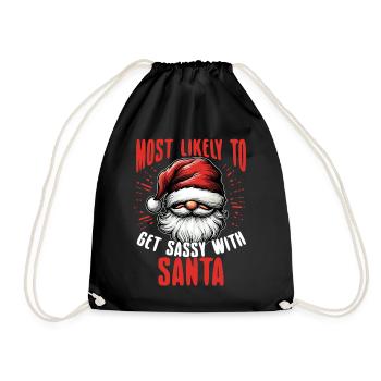 Le plus susceptible de devenir impertinent avec le Père Noël drôle - Sac de sport léger - noir - Devant