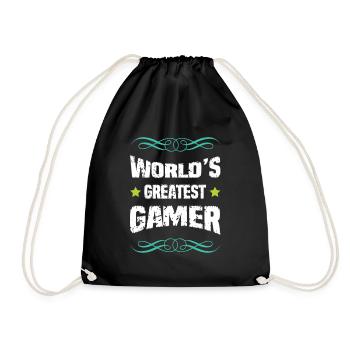 Weltbester Gamer – Distressed Design - Turnbeutel - Schwarz - Vorne