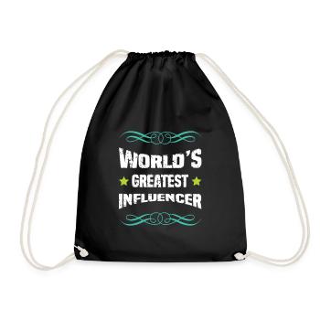 World's Best Influencer - Drawstring Bag - black - Front