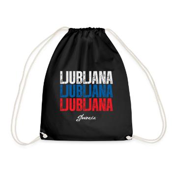 Ljubljana, Slowenien, slowenischer Stolz - Turnbeutel - Schwarz - Vorne