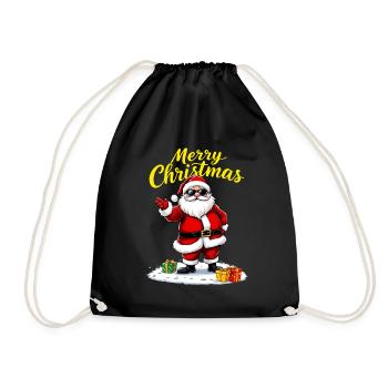 Merry Christmas Weihnachtsmann Mit Geschenken - Turnbeutel - Schwarz - Vorne