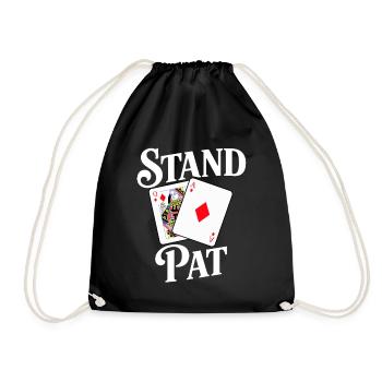 Stand Pat Card Design with Ace & Queen - Drawstring Bag - black - Front